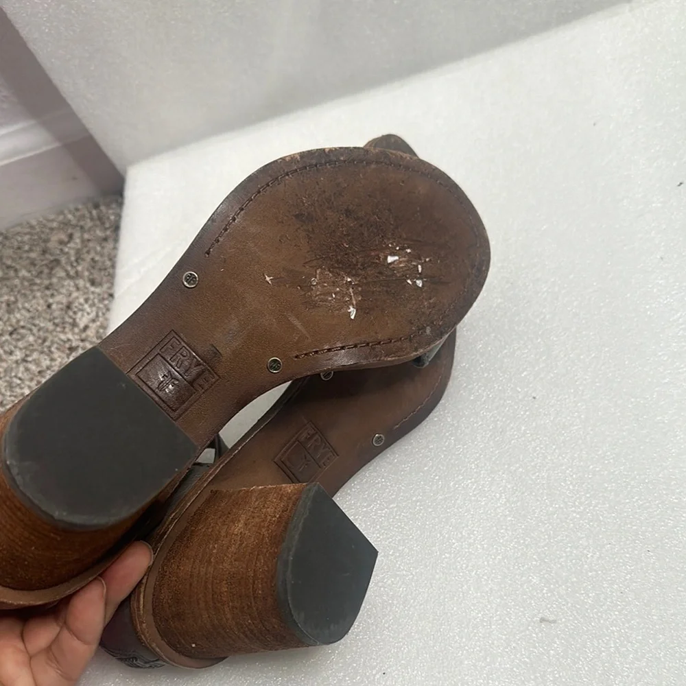 Frye brielle Elegant Gray Leather Women's Sandals size 10 comfortable